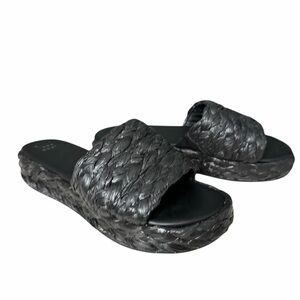 A New Day Women's Flatform Slide Slip-On Wide Strap Black Sandals Size 8